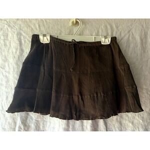 Old Navy Brown Boho Short Skirt Womens M Drawstring Elastic Waist